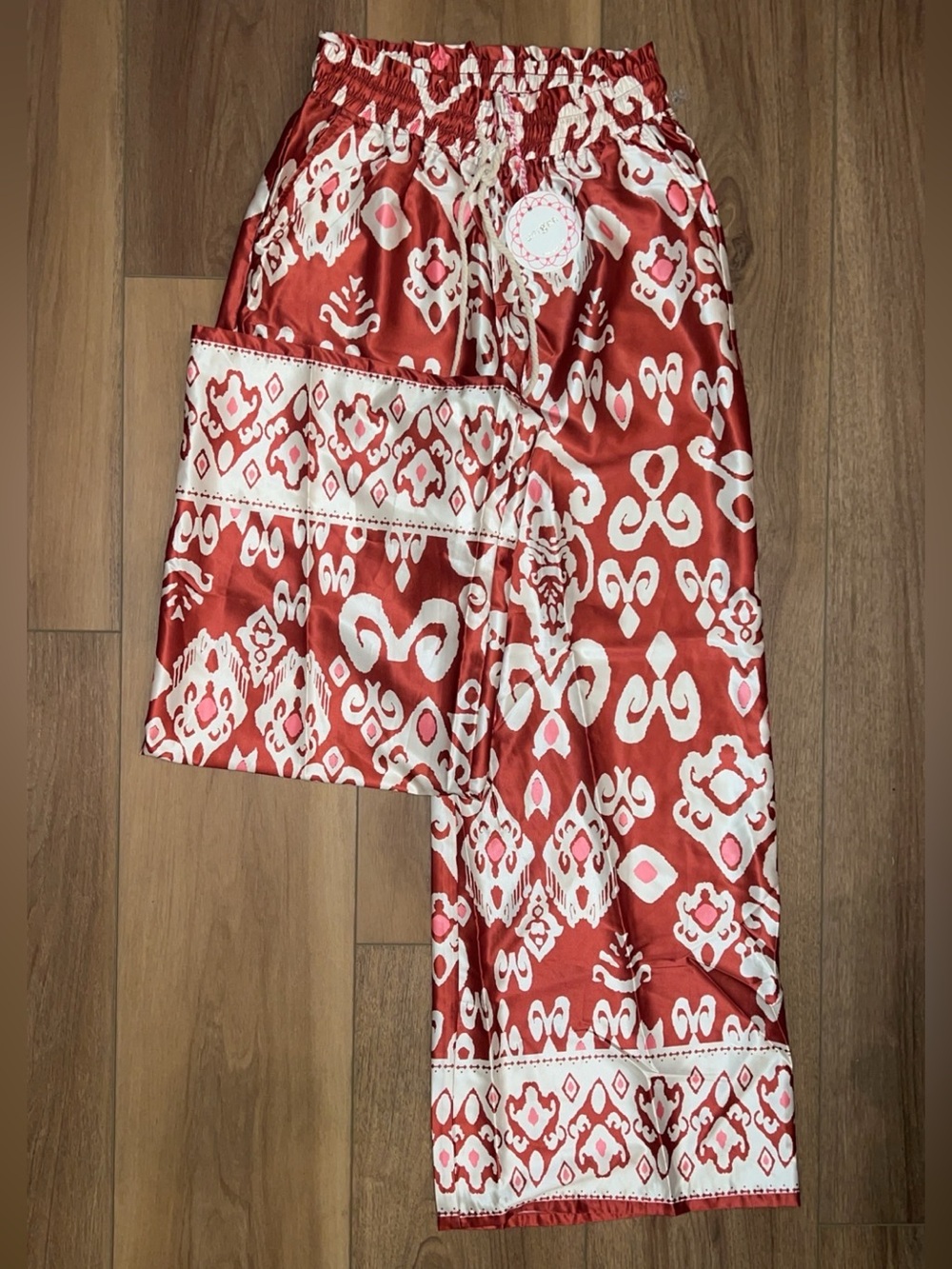 Umgee - High-Rise Red and White Wide Leg Pants